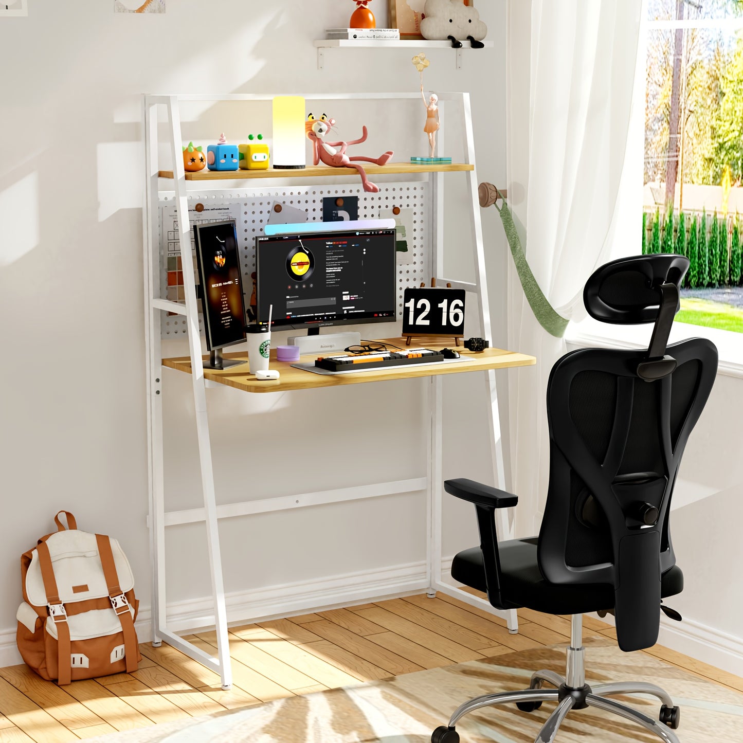 Compacte Bureau Tafel – 138 x 80 x 40 cm – Staand Bureau met Elegant Ontwerp en Natuurlijke Houtafwerking – Eenvoudig te Monteren – Perfect voor Kantoor, Woonkamer of Slaapkamer