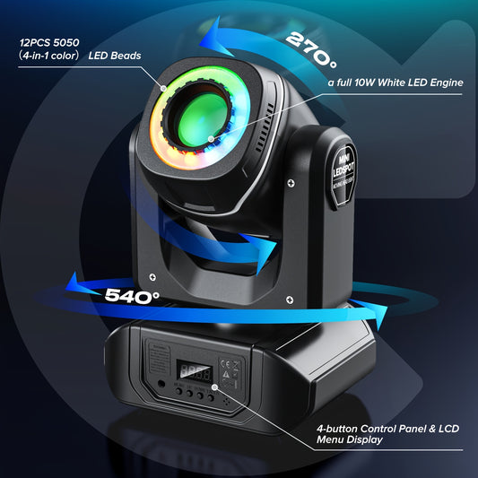 150W LED Beam Moving Head Lamp – DJ Verlichting – Disco Licht – Stage Spot – Party Lamp – 4 Stuks – 540° Rotatie – RGBW 5050 LED’s