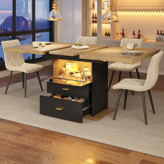 Dining table, extendable dining table, 110 x 80 x 75cm, suitable for use in dining rooms, kitchens or patios, extends to 140cm, accommodates up to 6 people.