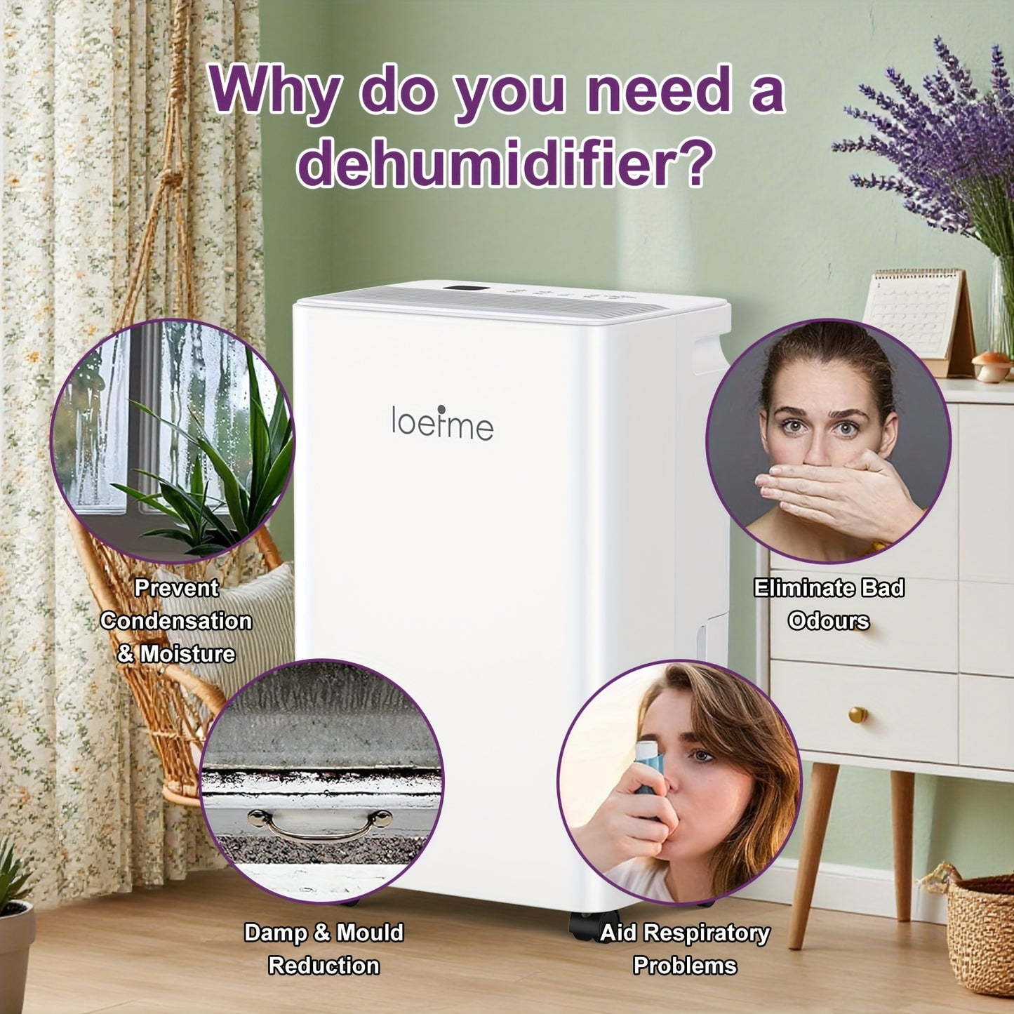 Luchtontvochtiger – Ontvochtiger – Dehumidifier – Vochtvreter – Vochtopnemer – Stil – 2L Waterreservoir – Automatische Uitschakeling en Slaapstand