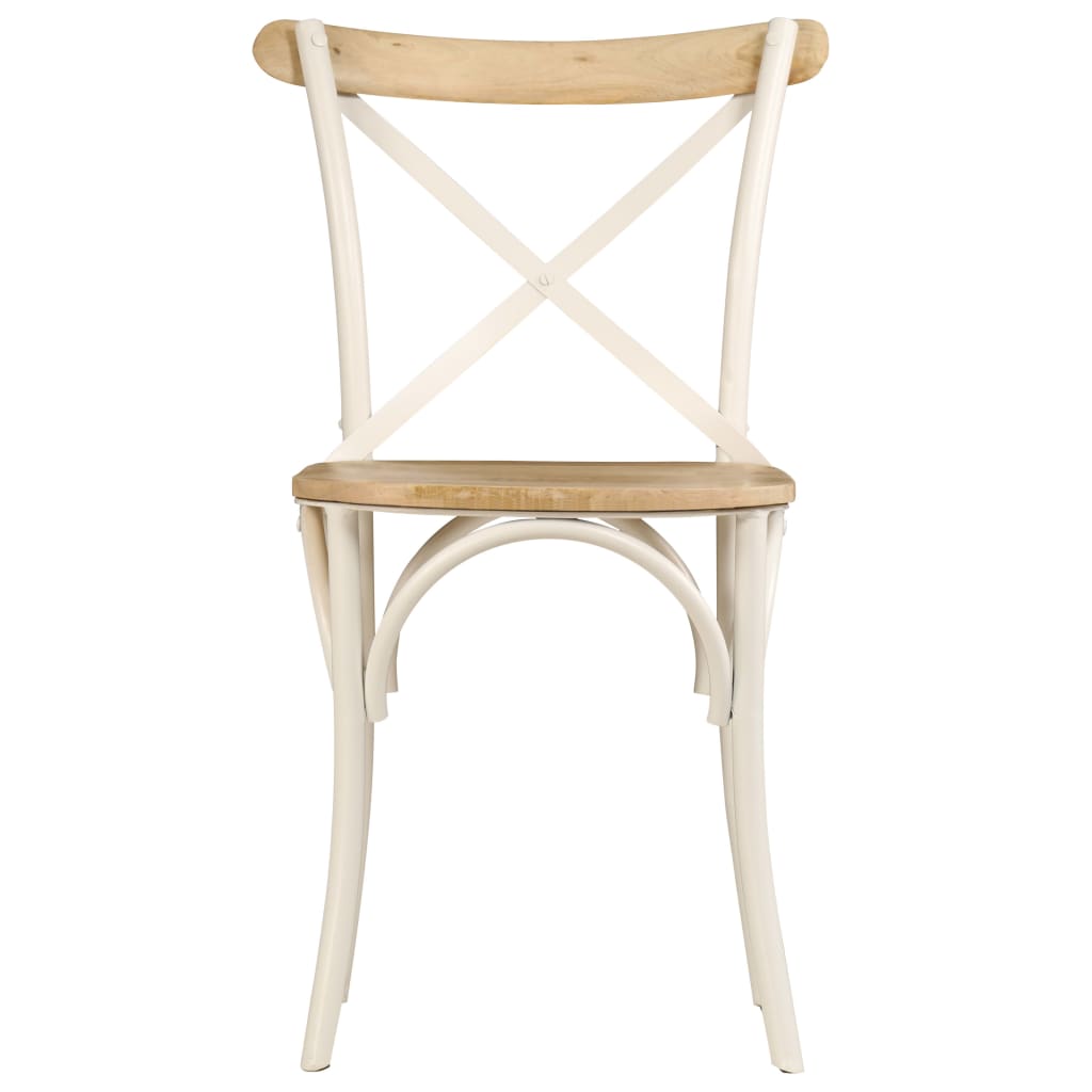 Eettafelstoel – Eetkamerstoel – Stoel – Kuipstoel – Meubel – Massief Mangohout – Zwart Stalen Frame – Handgemaakt – Duurzaam & Stevig