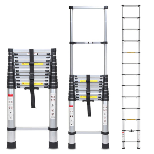 Telescopische Ladder – Uitschuifladder – Inklapbare Ladder – Opvouwbare Ladder – Aluminium Ladder – 5 Meter – Lichtgewicht & Compact