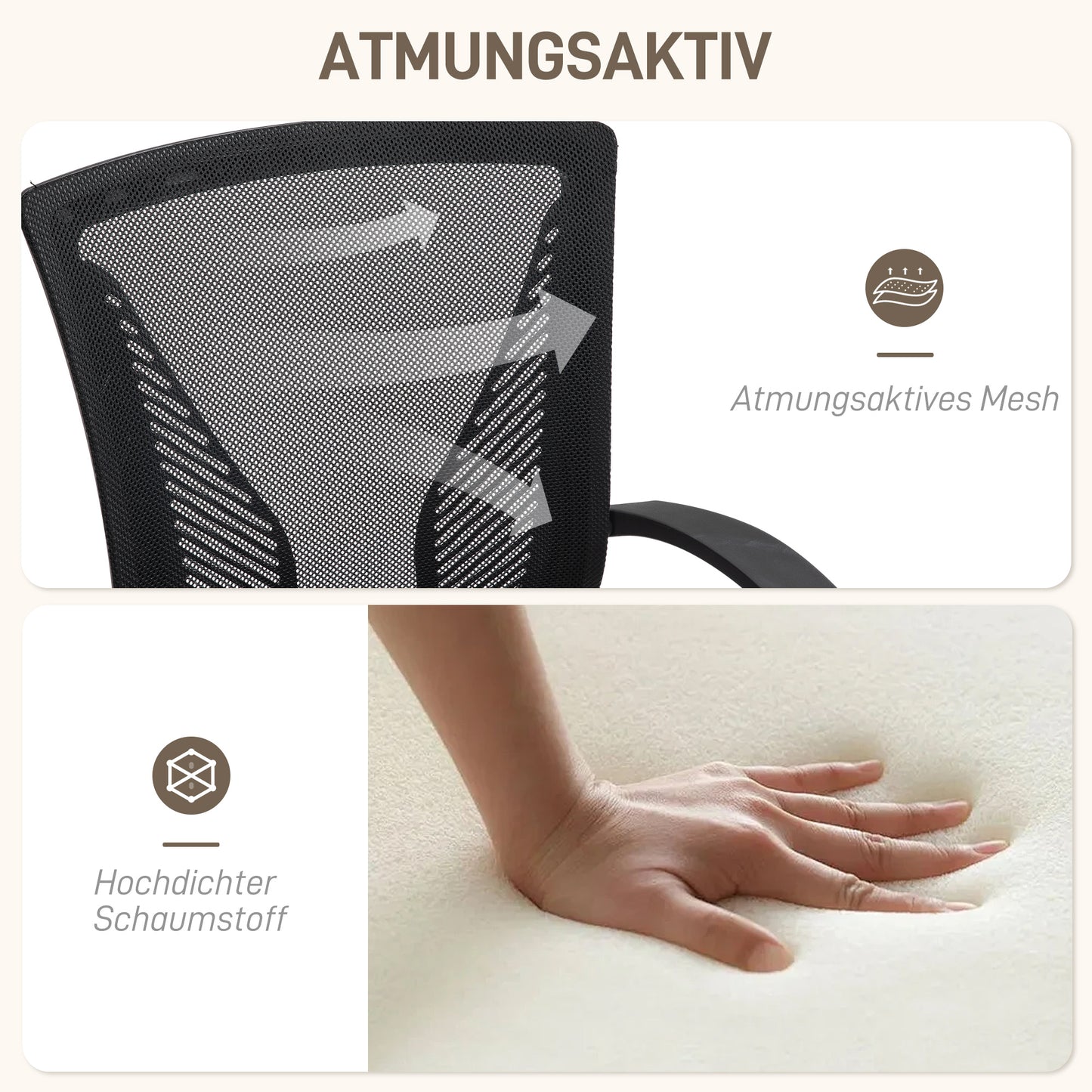 Bureaustoel – Kantoorstoel – Draaistoel – Meshstoel – Werkstoel – Ademend Mesh Rugleuning – Verstelbare Hoogte 92-102 cm – Max. 120 kg – Zwart