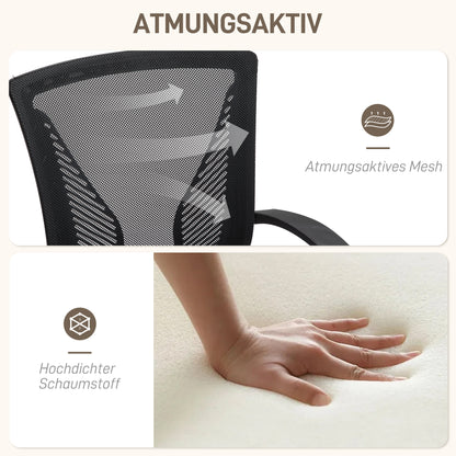 Bureaustoel – Kantoorstoel – Draaistoel – Meshstoel – Werkstoel – Ademend Mesh Rugleuning – Verstelbare Hoogte 92-102 cm – Max. 120 kg – Zwart
