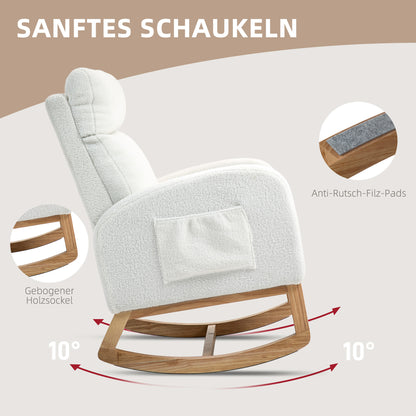 Draaifauteuil – Relaxfauteuil – Zwarte Fauteuil – Schommelstoel – Lounge Stoel – Crèmekleurig – Houten Frame – Dikke Padding – Max 120 kg Belastbaar