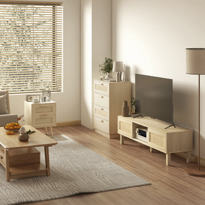 Ladekast – Ladenkast – Kommode – Opbergkast – Dressoir – Bohemian Design – Natuurlijk Houten Frame – 4 Ruime Lades – 60x38x88,5 cm