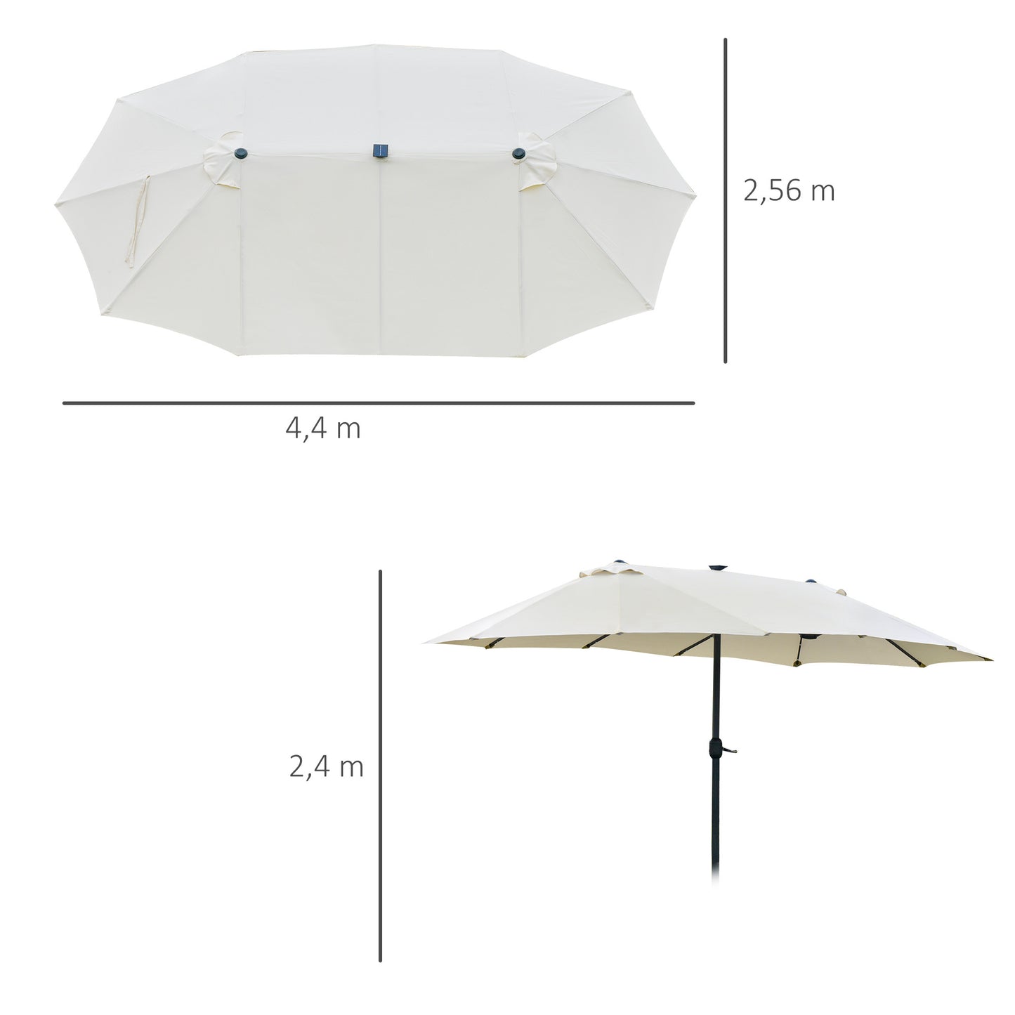 Ovale Zonwering – Schaduwdoek – Terrasdoek – Zonnescherm – Buitenluifel – Crème Kleur – 440 x 256 cm – Weerbestendig Materiaal
