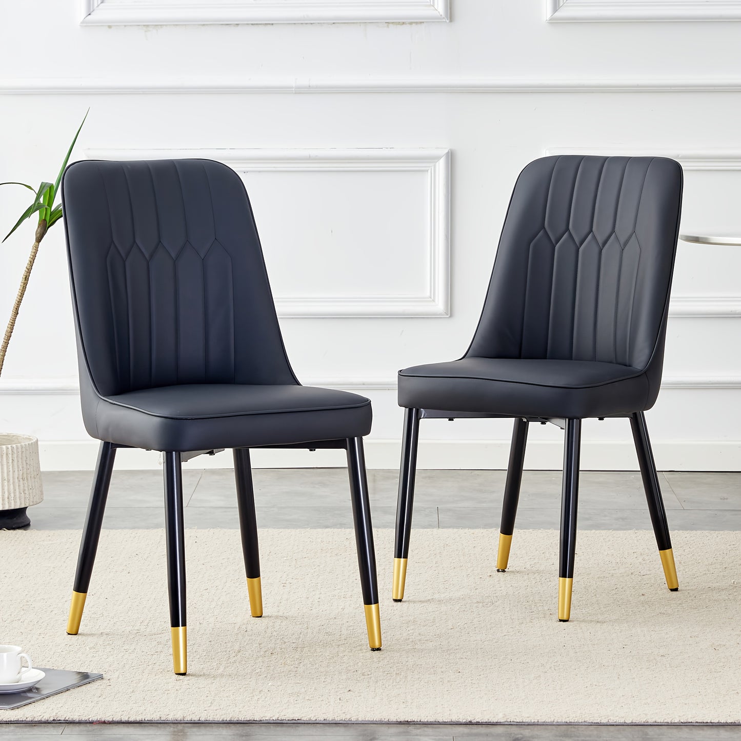Eetkamerstoel – Stoel – Kuipstoel – Zitstoel – Designstoel – Set Van 2 – Met Zachte Katoenen Bekleding – Stabiel Metalen Onderstel – Lichtgrijs En Zwart