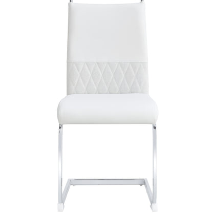2pcs Modern Dining Chair Set - High Back Upholstered Side Chairs with Cross-Stripe Backrest, PU Faux Leather & Linen Cushioned Seats, Metal Frame, White, Dining Room, Kitchen, Guest Office Chairs, Dining Room Chairs, Kitchen
