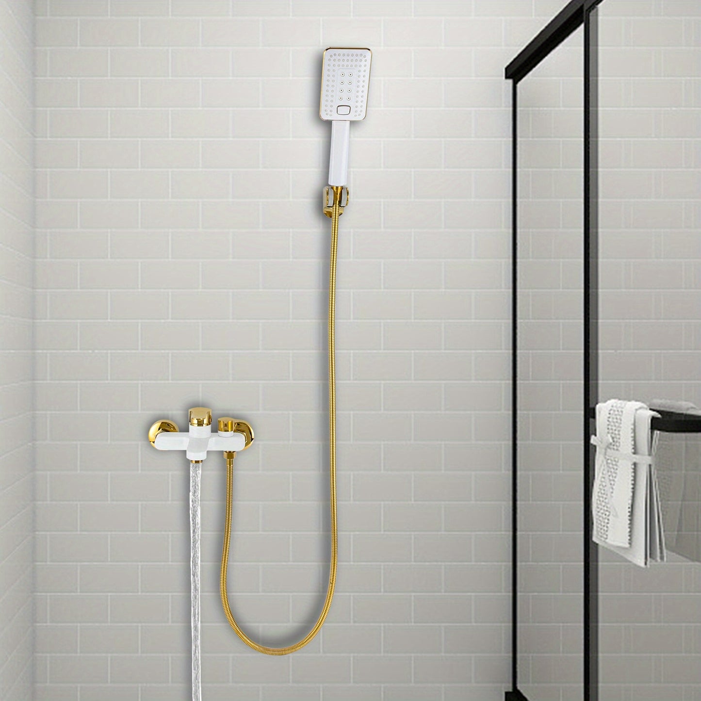 Badkraan – Badmengkraan – Handdouche – Wandkraan – Badkamergarnituur – Messing – Watervaluitloop – Opbouw