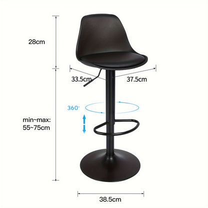 Barstoel – Barkruk – Keukenstoel – Bistrostoel – Barkruk – Set Van 2 – Verstelbare Hoogte 55-75 cm – Draaibaar Met PU-Bekleding