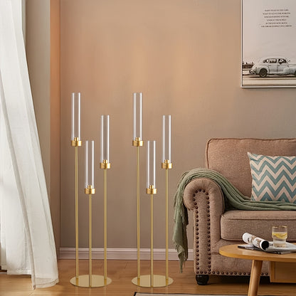 Gouden Kandelaar – Kaarshouder – Kaarsenstandaard – Tafeldecoratie – Centerpiece – 4 Stuks – Acryl Met 3 Armen – Stijlvol Sfeervol Design
