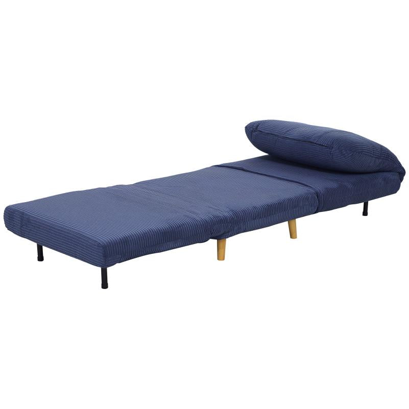 Slaapbank – Slaapfauteuil – Logeerbed – Zetelbed – Fauteuil – Verstelbare Rugleuning – Inklapbare Matras – 82x89x83 cm – Blauw