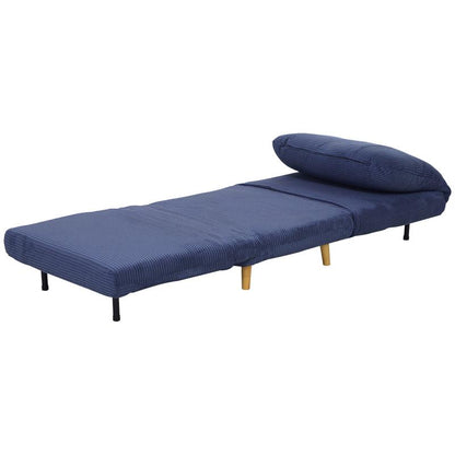 Slaapbank – Slaapfauteuil – Logeerbed – Zetelbed – Fauteuil – Verstelbare Rugleuning – Inklapbare Matras – 82x89x83 cm – Blauw