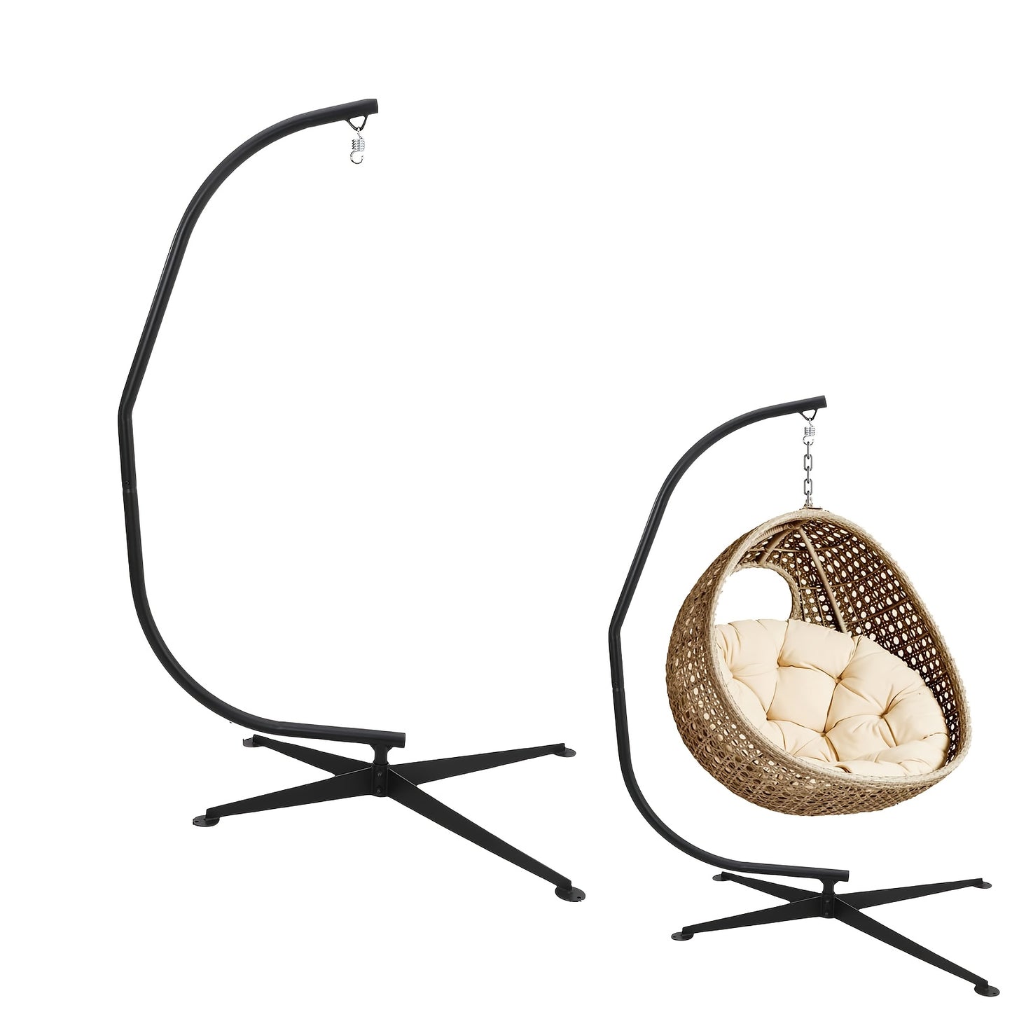 Hangstoelstandaard – Schommelstandaard – Hangstoel Frame – Hangmat Standaard – Zwarte Metalen Steun – Extra Lang 210 cm – Draagkracht 150 kg