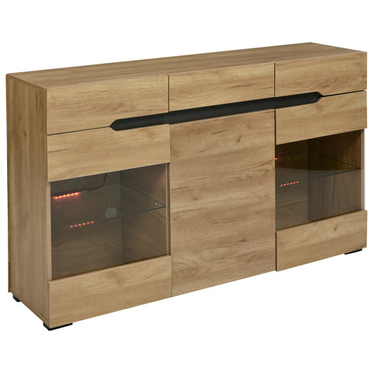 Dressoir – Sideboard – Opbergkast – Kast – Wandmeubel – Modern Design – 3 Deuren & 3 Lades – Duurzaam & Onderhoudsvriendelijk – Natuurlijke Kleur
