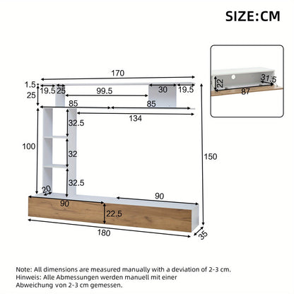 tv meubel – tv kast – tv meubelset – mediameubel – dressoir – bamboe materiaal – geschikt tot 203,2 cm tv’s – ruimtebesparend ontwerp
