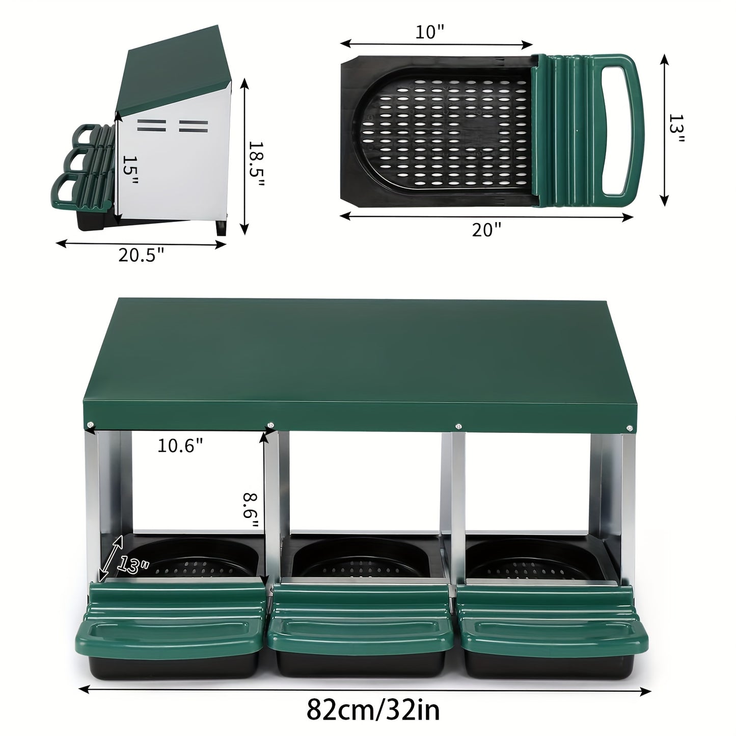Heavy-Duty Galvanized Steel Chicken Nesting Box with Pull-Out Egg Tray - Outdoor/Indoor hen house, Ventilated Sloped Egg Collector, Easy-Clean Design, No Wiring Needed - for Backyard, Farm, or Commercial Poultry - Egg Protect
