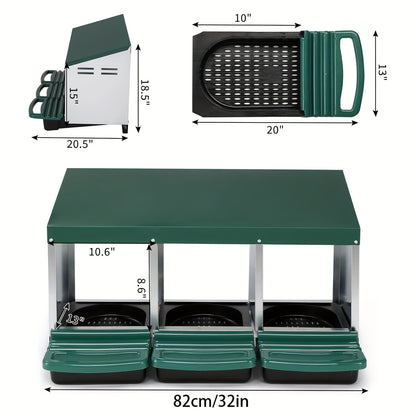 Heavy-Duty Galvanized Steel Chicken Nesting Box with Pull-Out Egg Tray - Outdoor/Indoor hen house, Ventilated Sloped Egg Collector, Easy-Clean Design, No Wiring Needed - for Backyard, Farm, or Commercial Poultry - Egg Protect