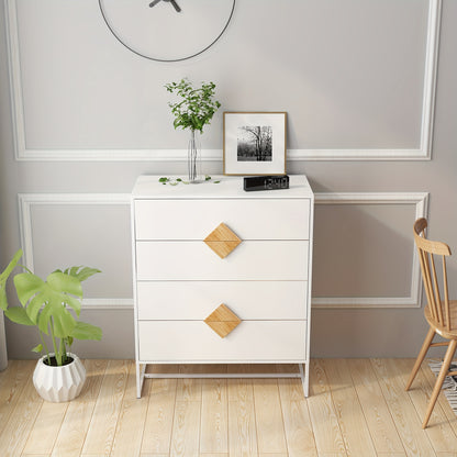 Ladekast – Kast – Dressoir – Opbergmeubel – Commode – Wit – Bamboe Materiaal – Ruime Opbergruimte Van ≥3,2 Kubieke Voet