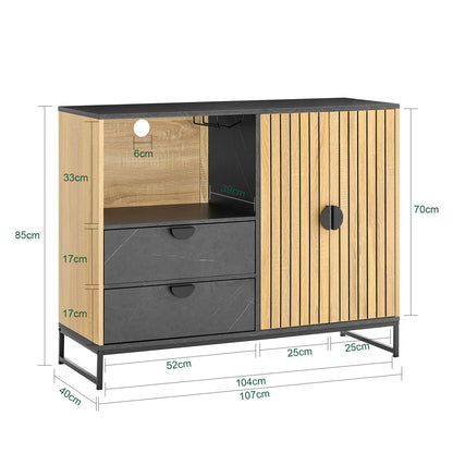 Keukenkast – Keukenbuffet – Opbergkast – Magnetronkast – Buffetkast – Met Magnetronvak en Verstelbare Plank – Eikenhout Zwart – Compact 107x85x40 cm