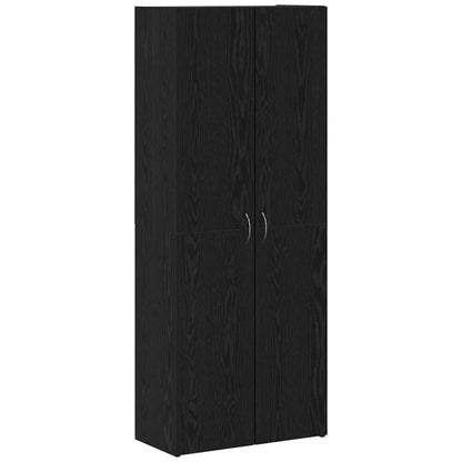Dressoir – Opbergkast – Ladekast – Buffetkast – Zijkast – Zwart Eikenhout – Ruim 60x32x153 cm – Met Wieltjes
