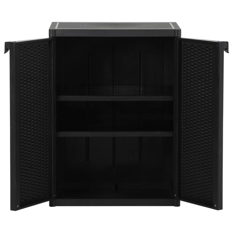 Tuinkast 65x45x88cm polypropyleen rattan zwart, Box, Cabinet, Rack for Outdoor Storage