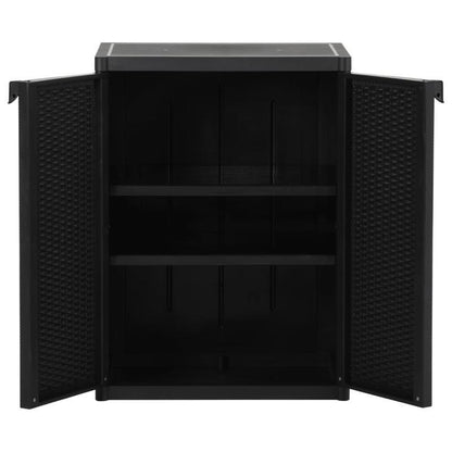 Tuinkast 65x45x88cm polypropyleen rattan zwart, Box, Cabinet, Rack for Outdoor Storage