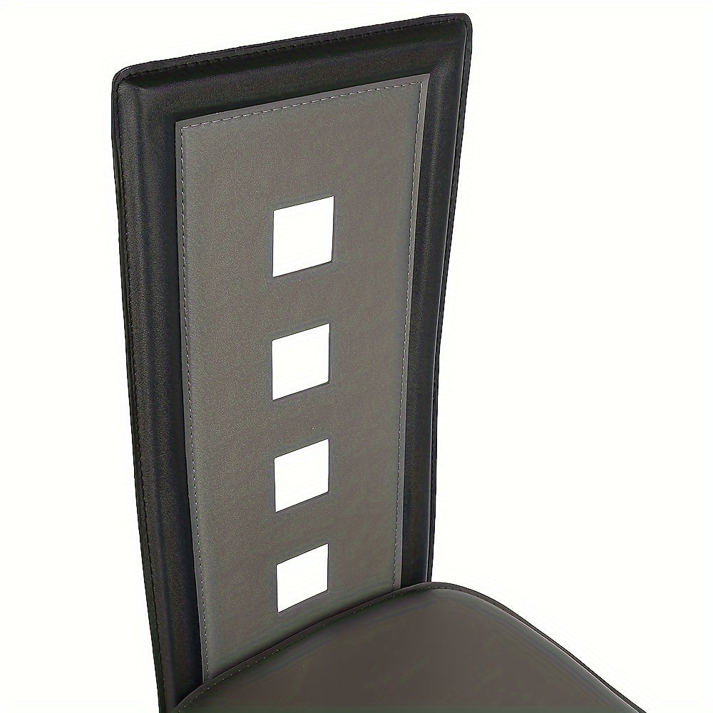 Eetkamerstoel – Stoel – Barstoel – Keukenstoel – Caféstoel – Set van 4 – Hoogwaardige PU Zitting – Ergonomische Rugleuning – Zwart-Grijs – Stevig & Comfortabel – Eenvoudige Montage