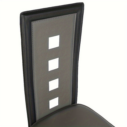 Eetkamerstoel – Stoel – Barstoel – Keukenstoel – Caféstoel – Set van 4 – Hoogwaardige PU Zitting – Ergonomische Rugleuning – Zwart-Grijs – Stevig & Comfortabel – Eenvoudige Montage