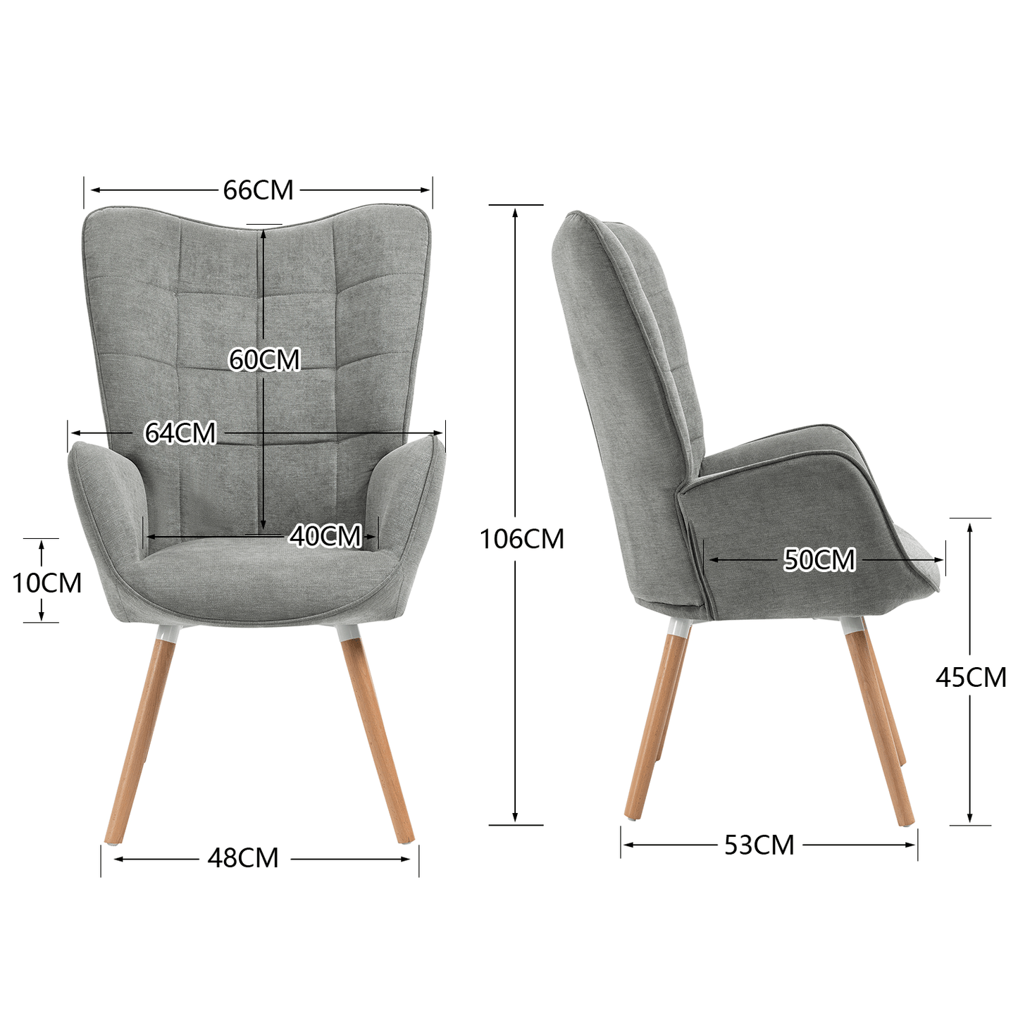 Scandinavische Fauteuil – Sessel – Stoel – Relaxstoel – Lounge Chair – Groen Patchwork – Met Houten Poten – Hoogwaardige Schuimvulling