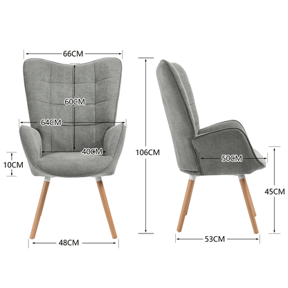 Scandinavische Fauteuil – Sessel – Stoel – Relaxstoel – Lounge Chair – Groen Patchwork – Met Houten Poten – Hoogwaardige Schuimvulling