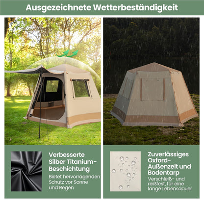 Gezinstent – Kampeertent – Tunnel Tent – Familietent – Outdoor Tent – Voor 4-6 Personen – Waterdicht Met UV Bescherming 50+