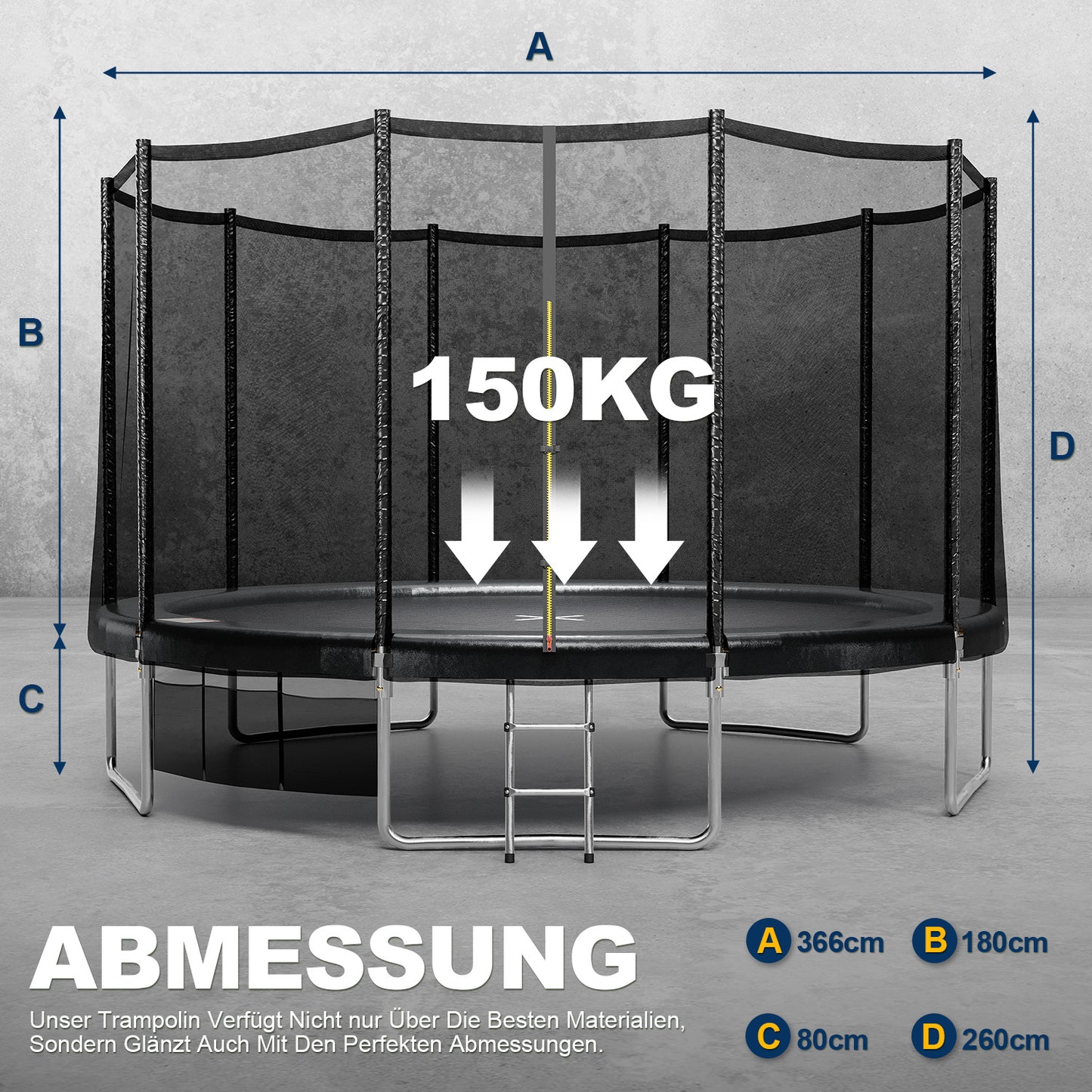 Trampoline – Springkussen – Springplank – Mini Trampoline – Tuintrampoline – 366cm Diameter – TUV Rheinland GS Certificaat – Compleet Veiligheidssysteem