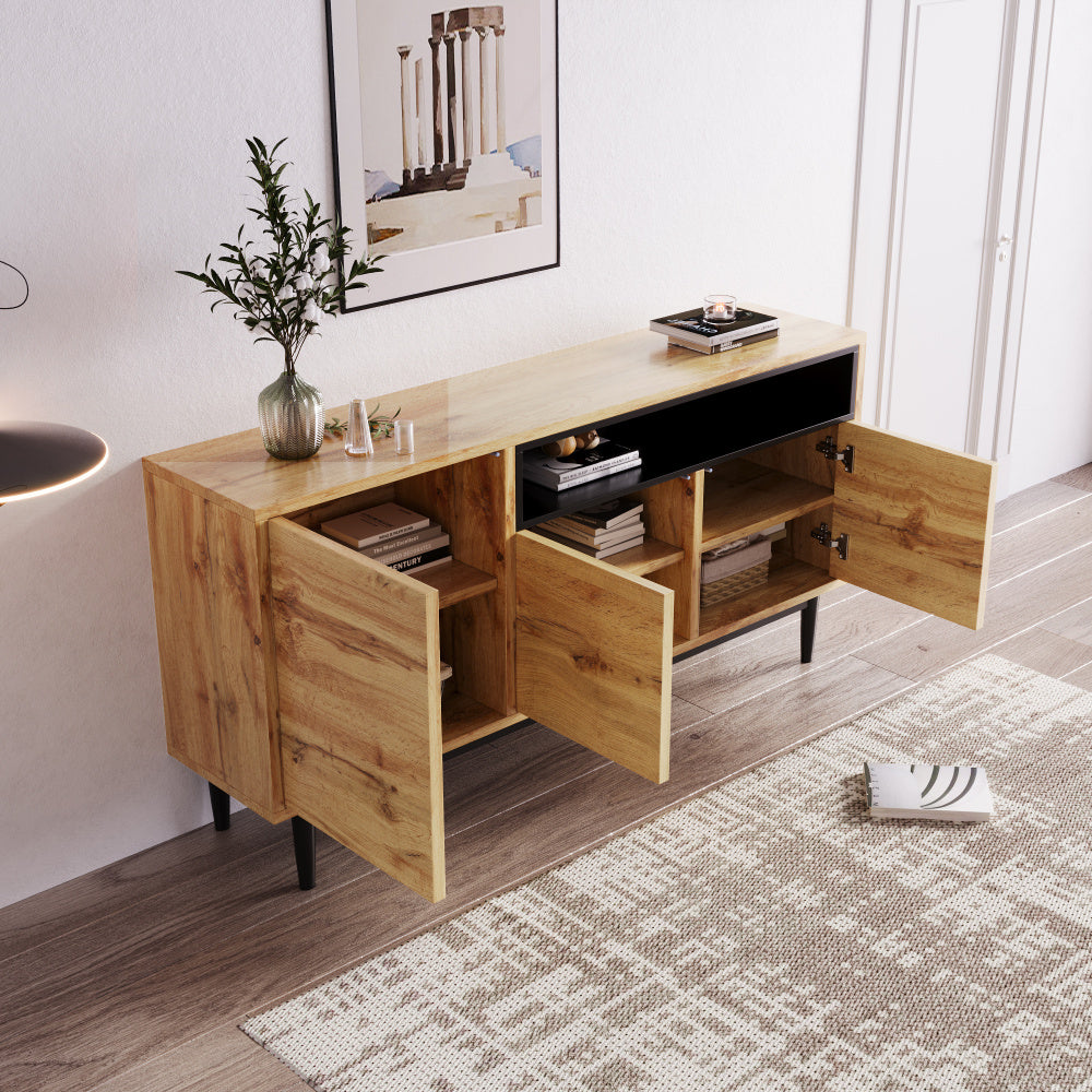 Dressoir – Ladekast – Opbergkast – Buffetkast – Kast – Modern Houten Design – 160x35x76 cm – Ruimtebesparend & Stevig
