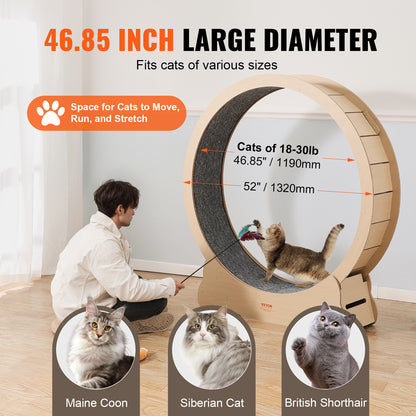 Kattenrad – Kattenloopwiel – Kattenwiel – Kattenrenwiel – Kattenrenrad – Groot formaat 132 cm – Stil en duurzaam hout