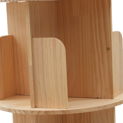 Draaibare Boekenplank – Boekenrek – Boekenkast – Opbergkast – Displayrek – 4 Lagen – 360° Draaibaar – Houten Afwerking
