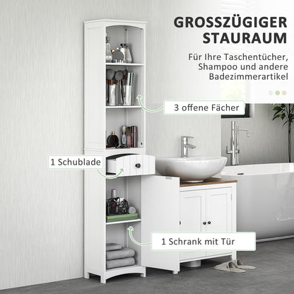 Badkamerkast – Badkamermeubel – Opbergkast – Kolomkast – MDF – Compact Design – 34x24x170,5 cm – Wit
