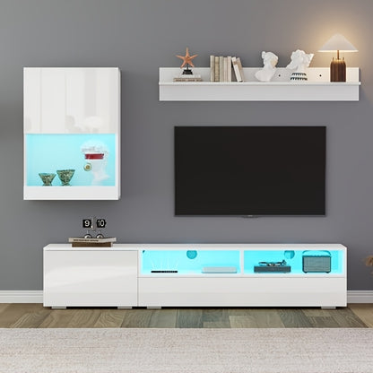 Wandkast – Muurkast – Opbergkast – Mediawand – Boekenkast – Wit – Set Van 3 – Ruimtebesparend Ontwerp – Duurzaam Niet-Houten Materiaal