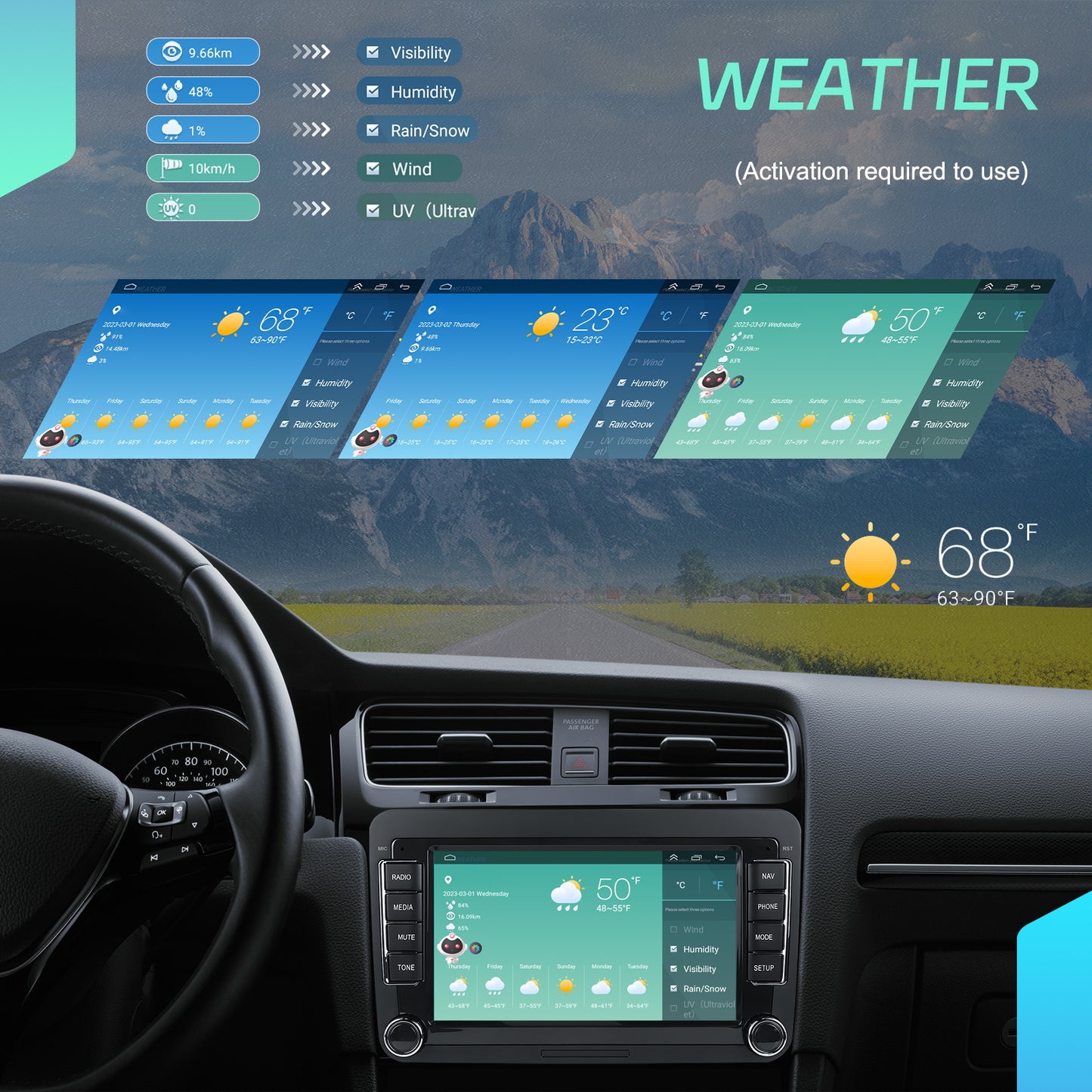 Autoradio – Car Stereo – Auto Radio – 1 DIN – 2 DIN – 7” Touchscreen – Android 15 – Qualcomm Octa-Core Processor – Draadloos CarPlay & Android Auto - QUORE