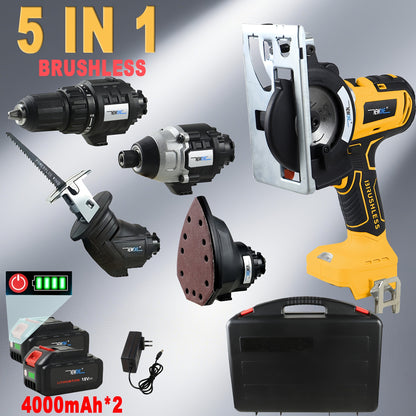 Accuboormachine – Schroefboormachine – Klopboormachine – Boormachine – Boor-/schroefmachine – 5-in-1 Multifunctionele Set – 18V Brushless Motor met 2x 4000mAh Accu en Draagbare Koffer