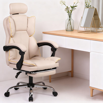 Gamingstoel – Gamestoel – Gaming Chair – Bureaustoel – Game Stoel – Ergonomisch PU Leer – Verstelbare Lendensteun – Inklapbare Voetensteun