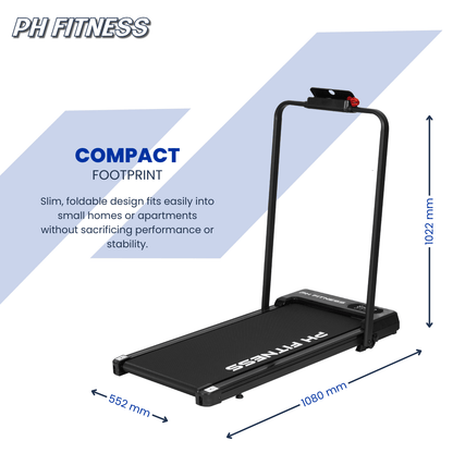Loopband – Walking Pad – Wandelband – Hardloopband – Treadmill – Inklapbaar Design – 1,3 PK Motor 1-8 km/u – Max. 120 kg Met Bluetooth & LCD Display