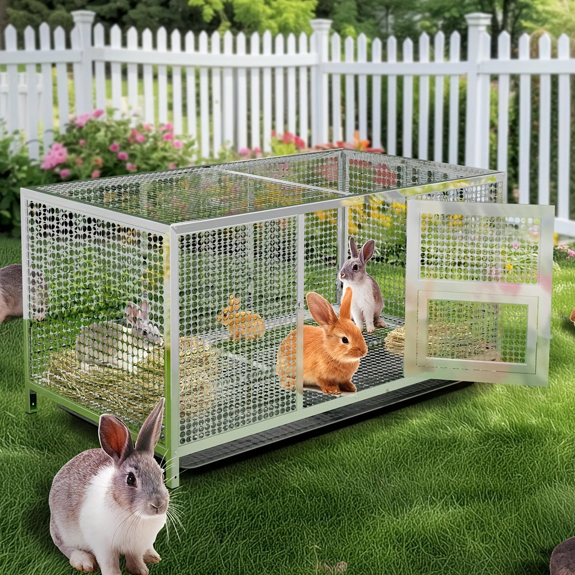 Kippenhok – Kippenren – Dierenren – Buitenhok – Dierenverblijf – Roestvrij Staal – Waterdichte Hoes – 110x70x60 cm