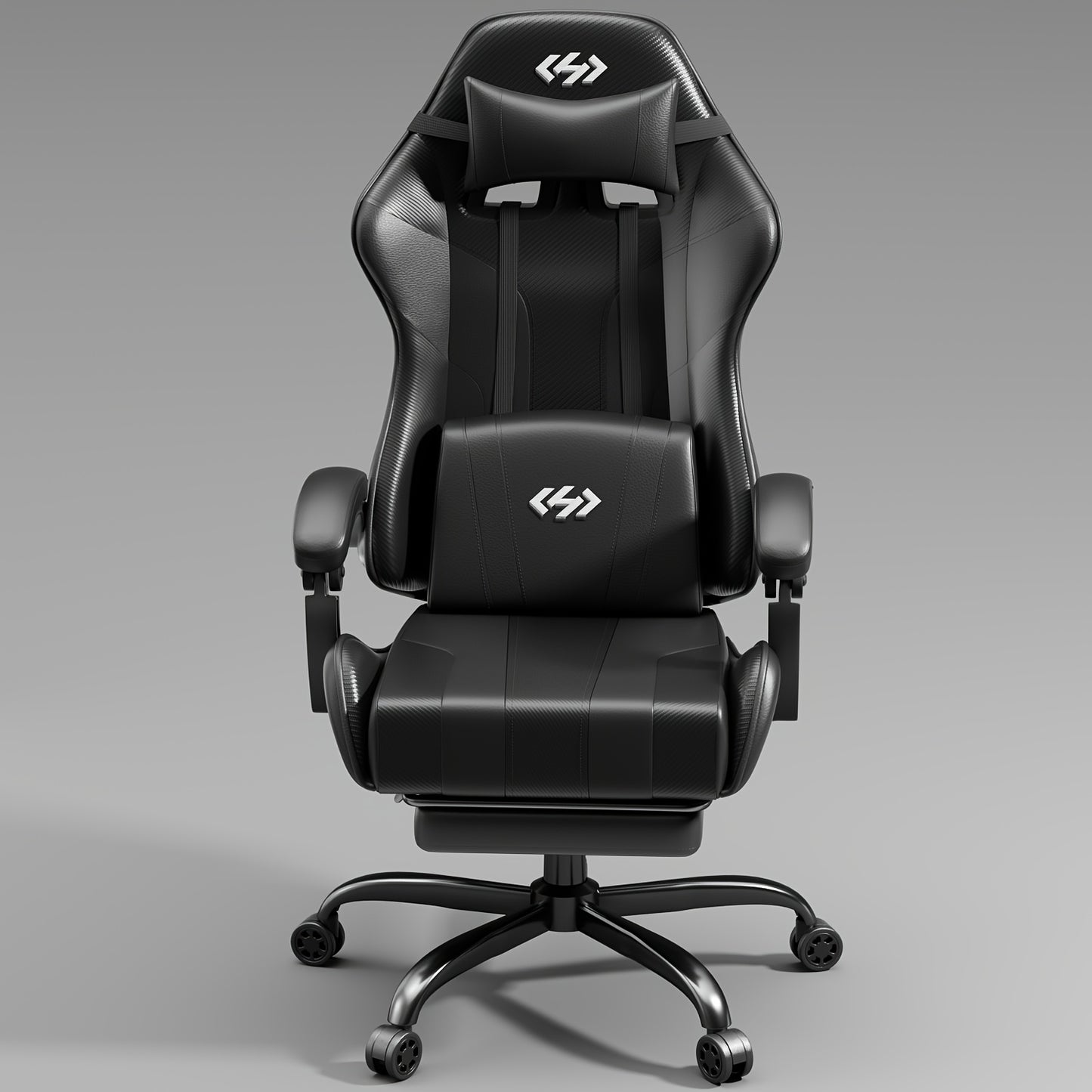 Ergonomische Gamingstoel – Bureaustoel – Computerstoel – Werkstoel – Zwart – Verstelbare Rugleuning & Voetensteun – Memory Foam Lendenkussen & Hoofdsteun