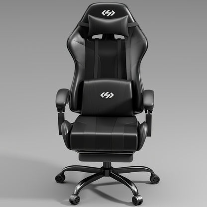 Ergonomische Gamingstoel – Bureaustoel – Computerstoel – Werkstoel – Zwart – Verstelbare Rugleuning & Voetensteun – Memory Foam Lendenkussen & Hoofdsteun