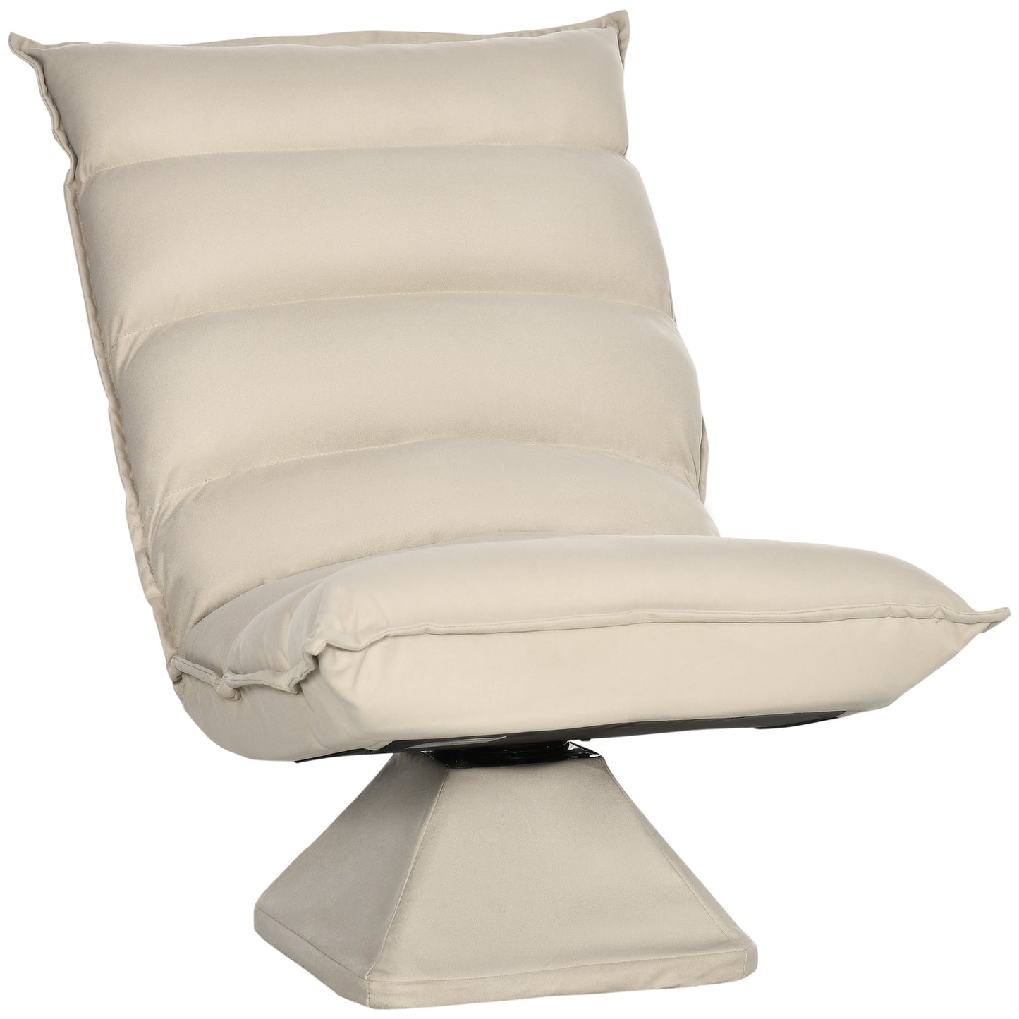 Vloerkruikstoel – Vloerstoel – Lounger – Fauteuil – Relaxstoel – Verstelbare Rugleuning 120° – 360° Draaibaar – Beige Microfiber