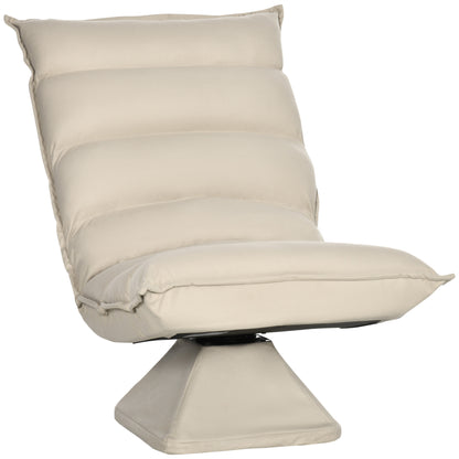 Vloerkruikstoel – Vloerstoel – Lounger – Fauteuil – Relaxstoel – Verstelbare Rugleuning 120° – 360° Draaibaar – Beige Microfiber