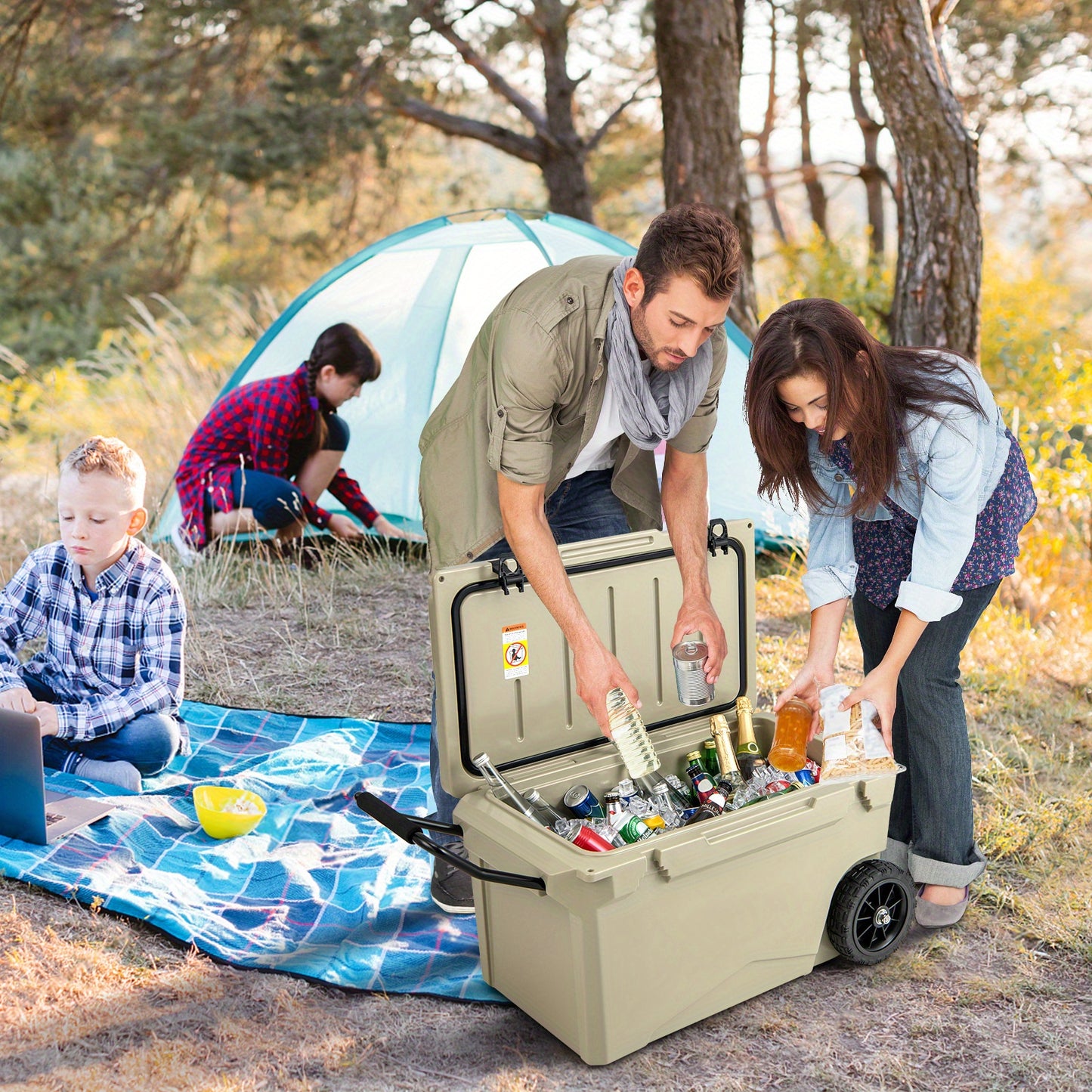 Koelbox – IJskoeler – Picknickkoeler – Campingkoeler – Mobiele Koelbox – Rotomolded Duurzaam Kunststof – 5-7 Dagen Koelduur – All-Terrain Wielen Donkergrijs