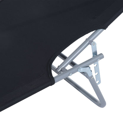 Ligstoel – Loungestoel – Ligbed – Zonnebed – Opvouwbare Tuinstoel – Extra Lang – Stevig Metaal Frame – Ingebouwd Zonnescherm – Comfortabel Polyester Kussen – Handmatig Verstelbaar – Zwart